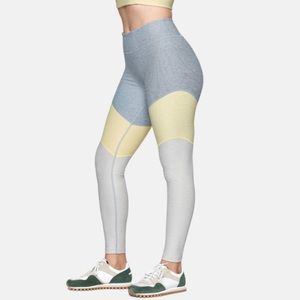 Outdoor Voices 7/8 Springs Yellow Blue Workout Leggings SIZE MEDIUM